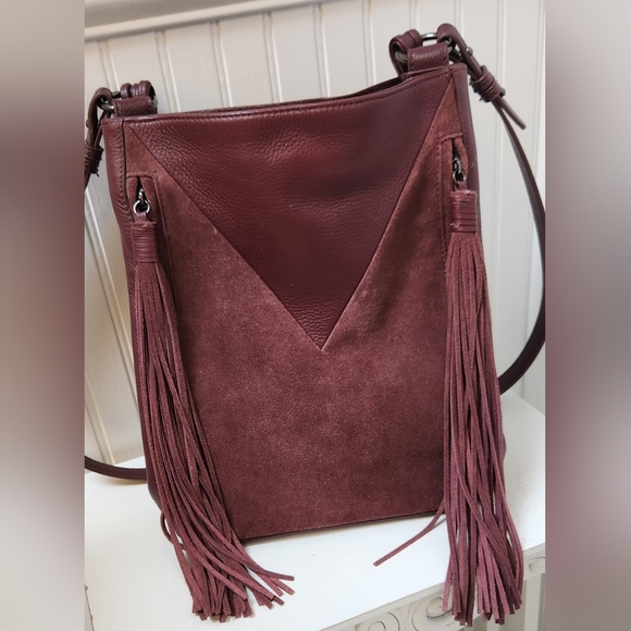 Gorgeous SAM EDELMAN Portwine Suede and Leather Vintage Chic Bag EUC - Picture 5 of 14